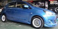 Mitsubishi Mirage + ล้อแม็ก Mic 393 15นิ้ว สีขาวหน้าดำ + ยาง DUNLOP LM703 195/50-15