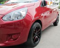 Mitsubishi Mirage + ล้อแม็ก Advanti Motorismo 15นิ้ว สีดำด้านขลิบแดง + ยาง NEUTON NT-8000 195/50-15