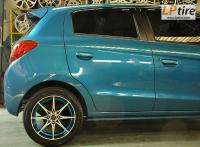 Mitsubishi Mirage + ล้อแม็ก YACHIYODA LW-01 15นิ้ว สีดำหน้าเงาขลิบฟ้า + ยาง FALKEN ZE522 195/50-15