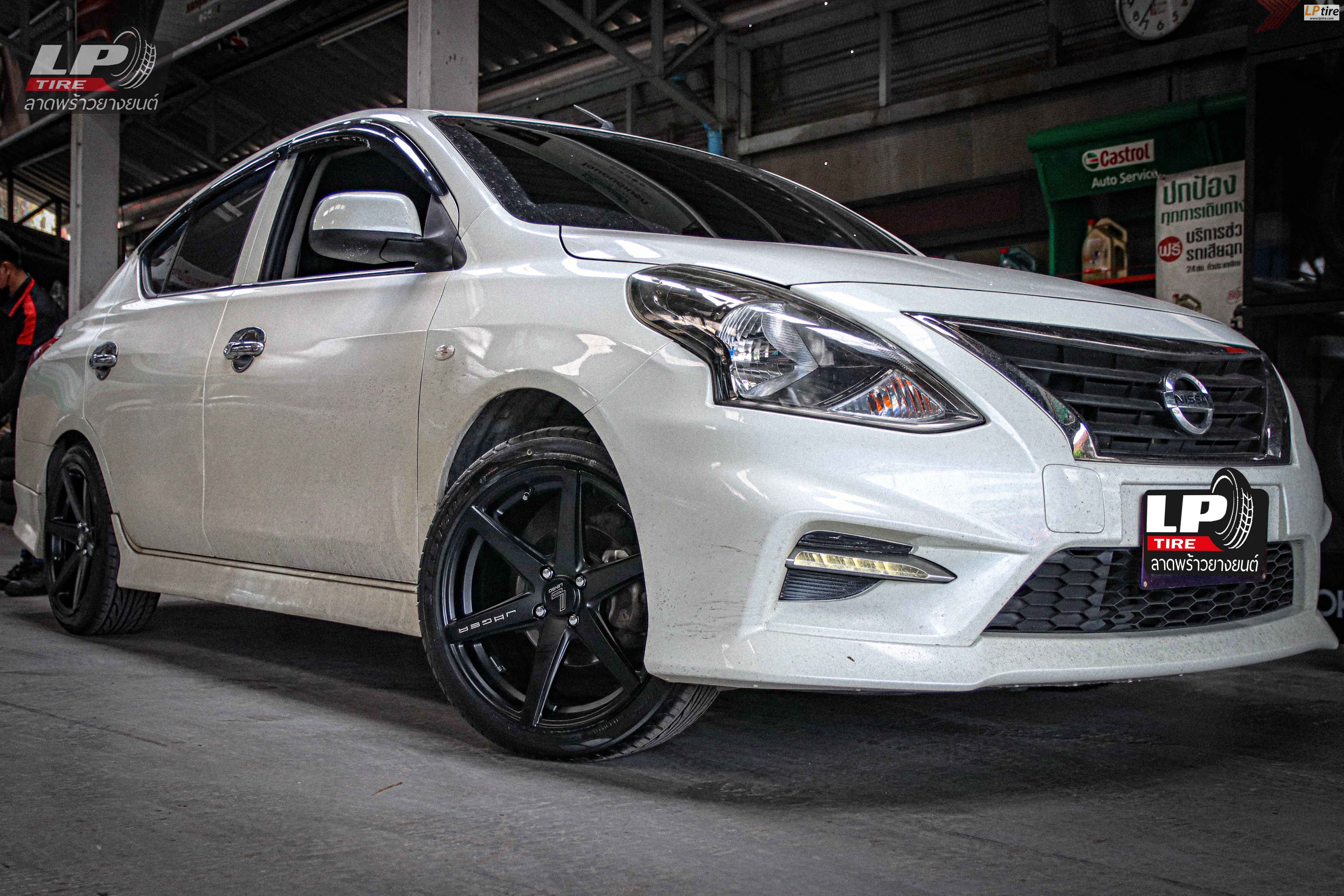 รถ - NISSAN ALMERA ล้อแม็ก - LENSO Jager Craft สีดำด้าน สเปค - 17x7.5 4x100 ET35 รัดยาง - DEESTONE R702 เบอร์ - 205/45-17