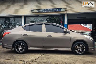 Nissan Almera + ล้อแม็ก WG ZURICH ขอบ 15 นิ้ว สีดำหน้าเงา + ยางรถยนต์ HANKOOK H308 195/55-15