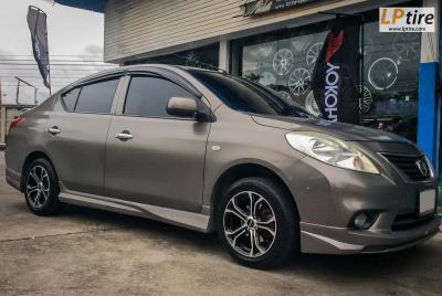 Nissan Almera + ล้อแม็ก WG ZURICH ขอบ 15 นิ้ว สีดำหน้าเงา + ยางรถยนต์ HANKOOK H308 195/55-15