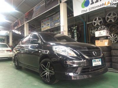 NISSAN ALMARA มาจัดหล่อกับล้อแม็ก XH182 17x7.5 ET40 สีดำหน้าเงา พร้อมยาง DUNLOP LM704 205/45-17