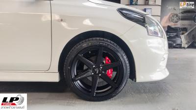 #NISSAN#ALMERA เสริมหล่อจัด #ล้อแท้ LENSO JAGER CRAFT 17x7.5 ET35 4x100 สีดำด้าน คู่ยาง DEESTONE R702 205/45-17 พร้อมของแถมครบๆ