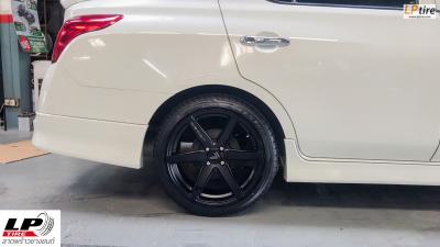 #NISSAN#ALMERA เสริมหล่อจัด #ล้อแท้ LENSO JAGER CRAFT 17x7.5 ET35 4x100 สีดำด้าน คู่ยาง DEESTONE R702 205/45-17 พร้อมของแถมครบๆ