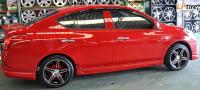 Nissan Almera + ล้อแม็ก Force Skyline 17นิ้ว สีดำหน้าเงาขลิบแดง + ยาง NUETON 205/45-17