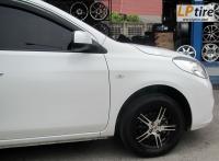 Nissan Almera + ล้อแม็ก T-Sport MP-767 14นิ้ว สีดำหน้าเงา