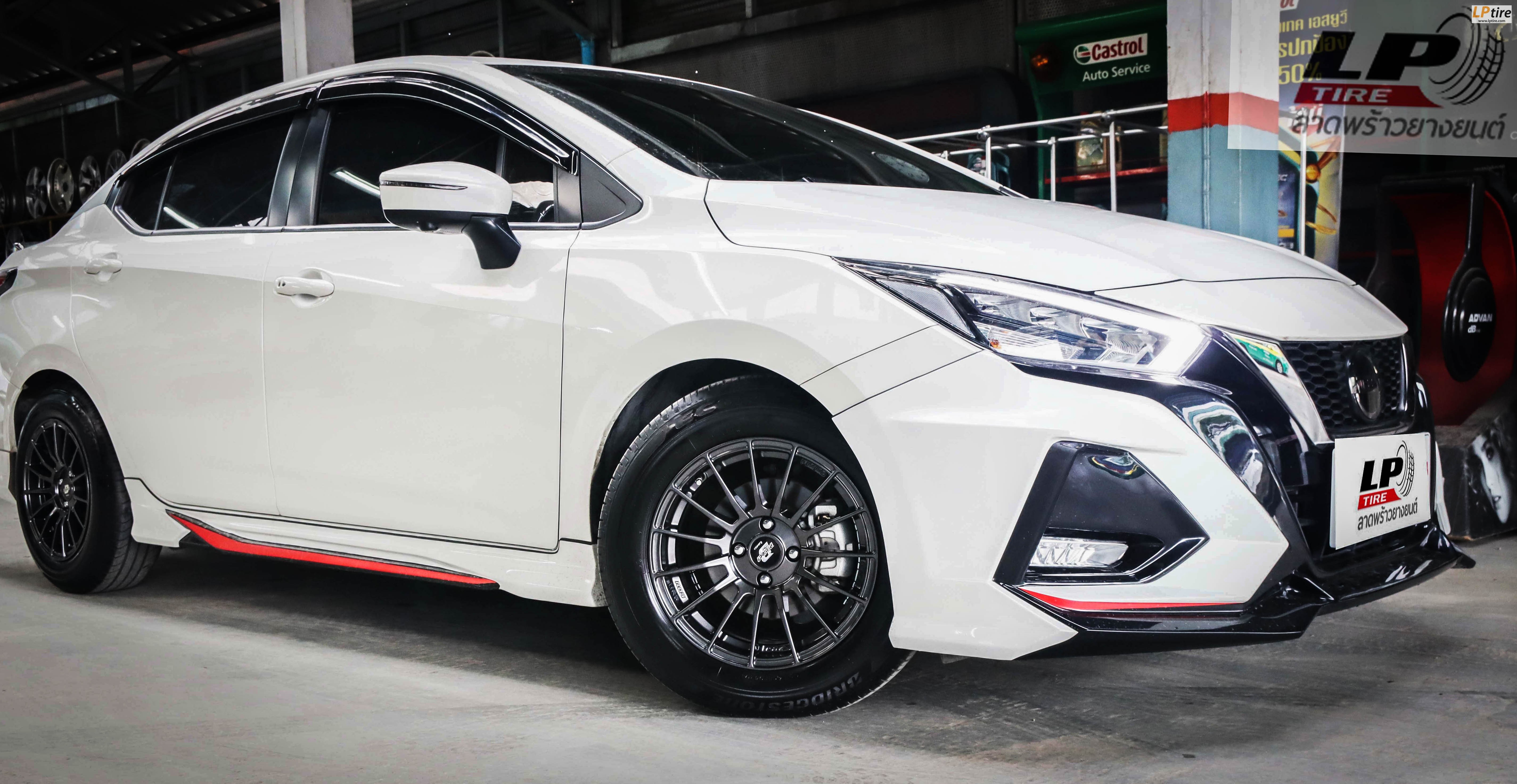 #NISSAN#ALMERA เสริมหล่อจัดล้อแม็ก #LENSO ProjectD RACE5 15x7.5 ET35 4x100 Hyper Dark