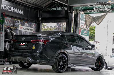 รถ - NISSAN ALMARA ล้อแม็ก - LENSO Jager Dyna ดำด้าน สเปค - 17x7.5 ET35 4x100 ยาง - LENSO D-1CS เบอร์- 215/45-17