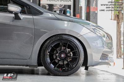 รถ - NISSAN ALMERA ล้อแม็ก - LENSO VENOM SUPER GT VNK LITETECH+ ดำเงา สเปค- 17x7.5 ET35 4x100 รัดยาง - LENSO D-1CS เบอร์ - 215/45-17