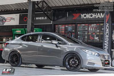 รถ - NISSAN ALMERA ล้อแม็ก - LENSO VENOM SUPER GT VNK LITETECH+ ดำเงา สเปค- 17x7.5 ET35 4x100 รัดยาง - LENSO D-1CS เบอร์ - 215/45-17