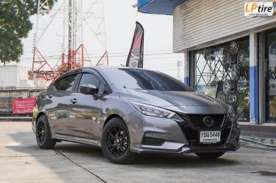 NISSAN ALMARA 2020 N18 จับคู่ล้อแท้ LENSO RACE 3 15x7.5.ดำด้าน (ยางเดิม)