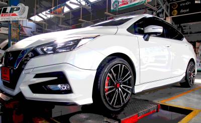 NISSAN ALMERA 2020 (ป้ายแดง) + ล้อแม็ก Lenso SCR-RYU 17x7.5 ET35 4x100  #ดำหน้าเงา พร้อมยางรถยนต์ YOKOHAMA ES32 215/45-17 ปี19 + ฝาครอบ BREMBO สีแดง 