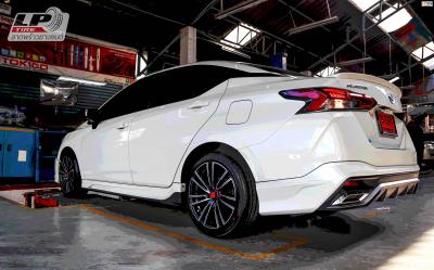 NISSAN ALMERA 2020 (ป้ายแดง) + ล้อแม็ก Lenso SCR-RYU 17x7.5 ET35 4x100  #ดำหน้าเงา พร้อมยางรถยนต์ YOKOHAMA ES32 215/45-17 ปี19 + ฝาครอบ BREMBO สีแดง 