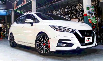 NISSAN ALMERA 2020 (ป้ายแดง) + ล้อแม็ก Lenso SCR-RYU 17x7.5 ET35 4x100  #ดำหน้าเงา พร้อมยางรถยนต์ YOKOHAMA ES32 215/45-17 ปี19 + ฝาครอบ BREMBO สีแดง 