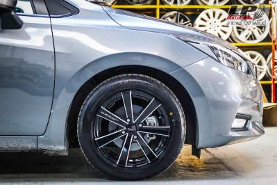 NISSAN ALMERA 2020 N18 จัดแม็ก LENSO Jager Gamma 15x7 ET35 4x100 #ดำมิลลิ่งก้านเงิน คู่ยางยนต์ BRIDGESTONE RE004 195/55-15 สวยงามลงตัว