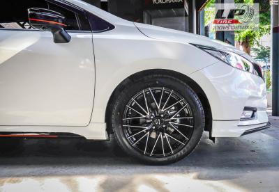 NISSAN ALMERA 2020 เสริมหล่อ(ป้ายแดง) จัดแม็ก LENSO SPIRIT AKIRA 17x7 ET40 4x100 #ดำหน้าเงา คู่ยางยนต์ DEESTONE R702 215/45-17 สวยลงตัวมาก 