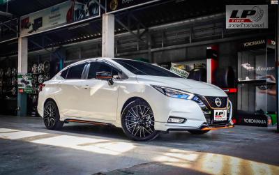 NISSAN ALMERA 2020 เสริมหล่อ(ป้ายแดง) จัดแม็ก LENSO SPIRIT AKIRA 17x7 ET40 4x100 #ดำหน้าเงา คู่ยางยนต์ DEESTONE R702 215/45-17 สวยลงตัวมาก 