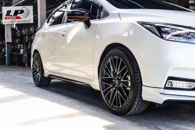 NISSAN ALMERA 2020 เสริมหล่อ(ป้ายแดง) จัดแม็ก LENSO SPIRIT AKIRA 17x7 ET40 4x100 #ดำหน้าเงา คู่ยางยนต์ DEESTONE R702 215/45-17 สวยลงตัวมาก 