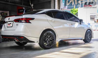 NISSAN ALMERA 2020 เสริมหล่อ(ป้ายแดง) จัดแม็ก LENSO SPIRIT AKIRA 17x7 ET40 4x100 #ดำหน้าเงา คู่ยางยนต์ DEESTONE R702 215/45-17 สวยลงตัวมาก 