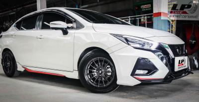 #NISSAN#ALMERA เสริมหล่อจัดล้อแม็ก #LENSO ProjectD RACE5 15x7.5 ET35 4x100 Hyper Dark