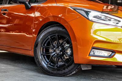 รถ - NISSAN ALMERA ล้อแม็ก - LENSO JAGER NOVA ดำด้าน ขอบ - 15x7 ET35 4x100 ยางเดิม - DUNLOP EC300 เบอร์ 195/65-15