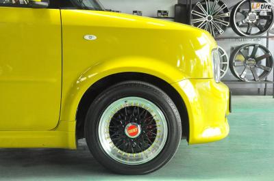 NISSAN CUBE เปลี่ยนแม็กลาย BBS ขอบ15 นิ้ว สีดำขอบเงาหมุดทอง ใช้ยางเดิม เลิศ หรู คลาสสิค