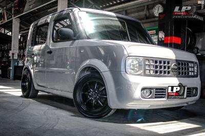 รถ - NISSAN CUBE ล้อแม็ก -MGW MF-8007 ดำด้าน สเปค - 15x8 ET25 4x100 รัดยาง -YOKOHAMA ALLIANCE AL30 030Ex เบอร์ - 195/55-15