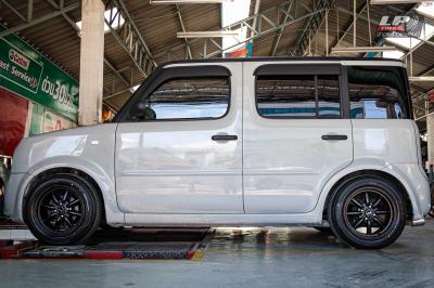 รถ - NISSAN CUBE ล้อแม็ก -MGW MF-8007 ดำด้าน สเปค - 15x8 ET25 4x100 รัดยาง -YOKOHAMA ALLIANCE AL30 030Ex เบอร์ - 195/55-15