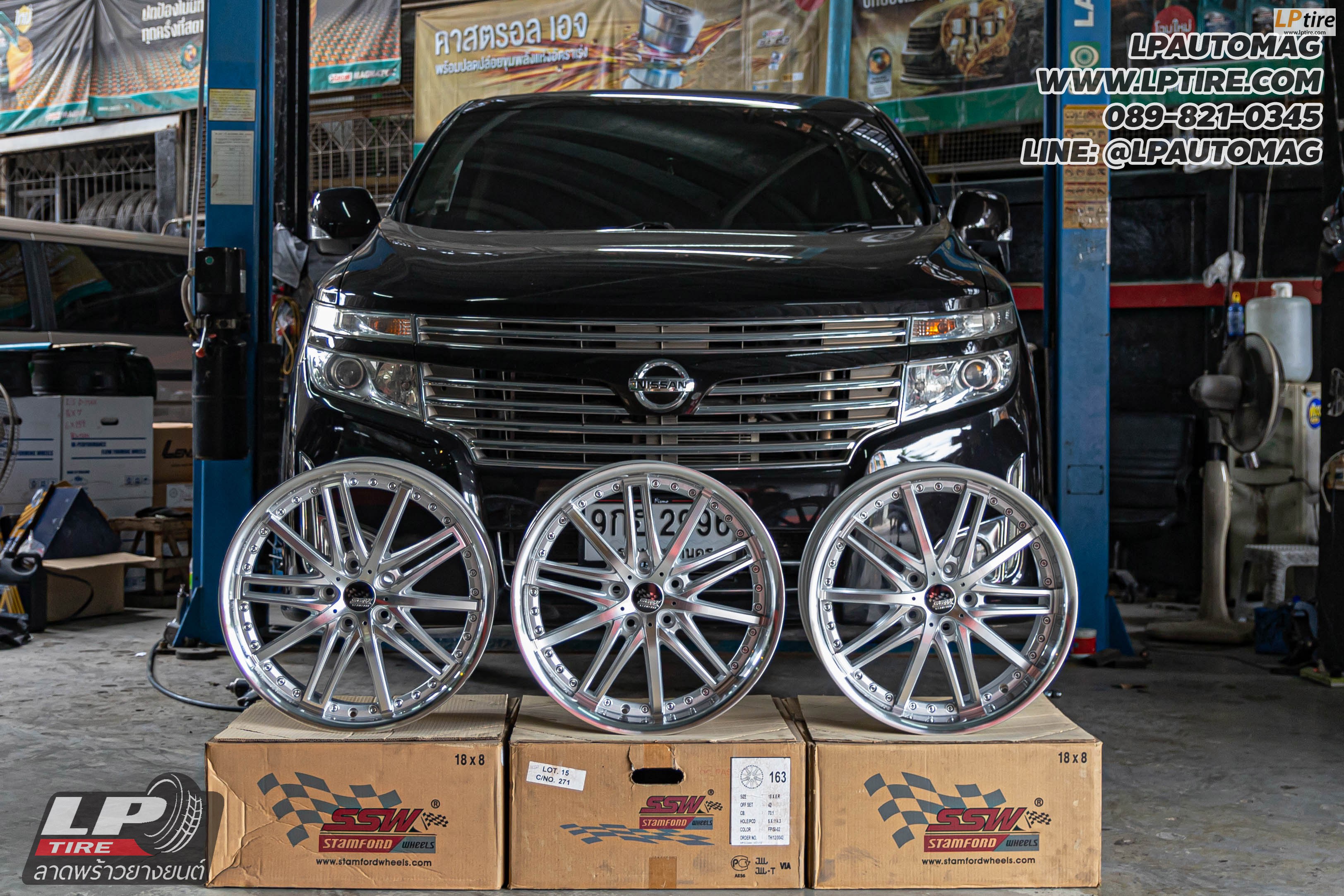 รถ - NISSAN ELGRAND ล้อแม็ก - SSW S163 ไฮเปอร์หน้าเงาขอบเงา สเปค - 18x8 ET42 5x114.3 ยาง - MICHELIN เบอร์- 235/60-18