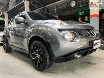 #NISSAN #JUKE เสริมหล่อจัด #ล้อแท้ #SSW S266 ขอบ17x8 ET35 5รู114.3 สีดำด้านหน้าเงาคู่ยาง #DEESTONE RA01 215/55-17