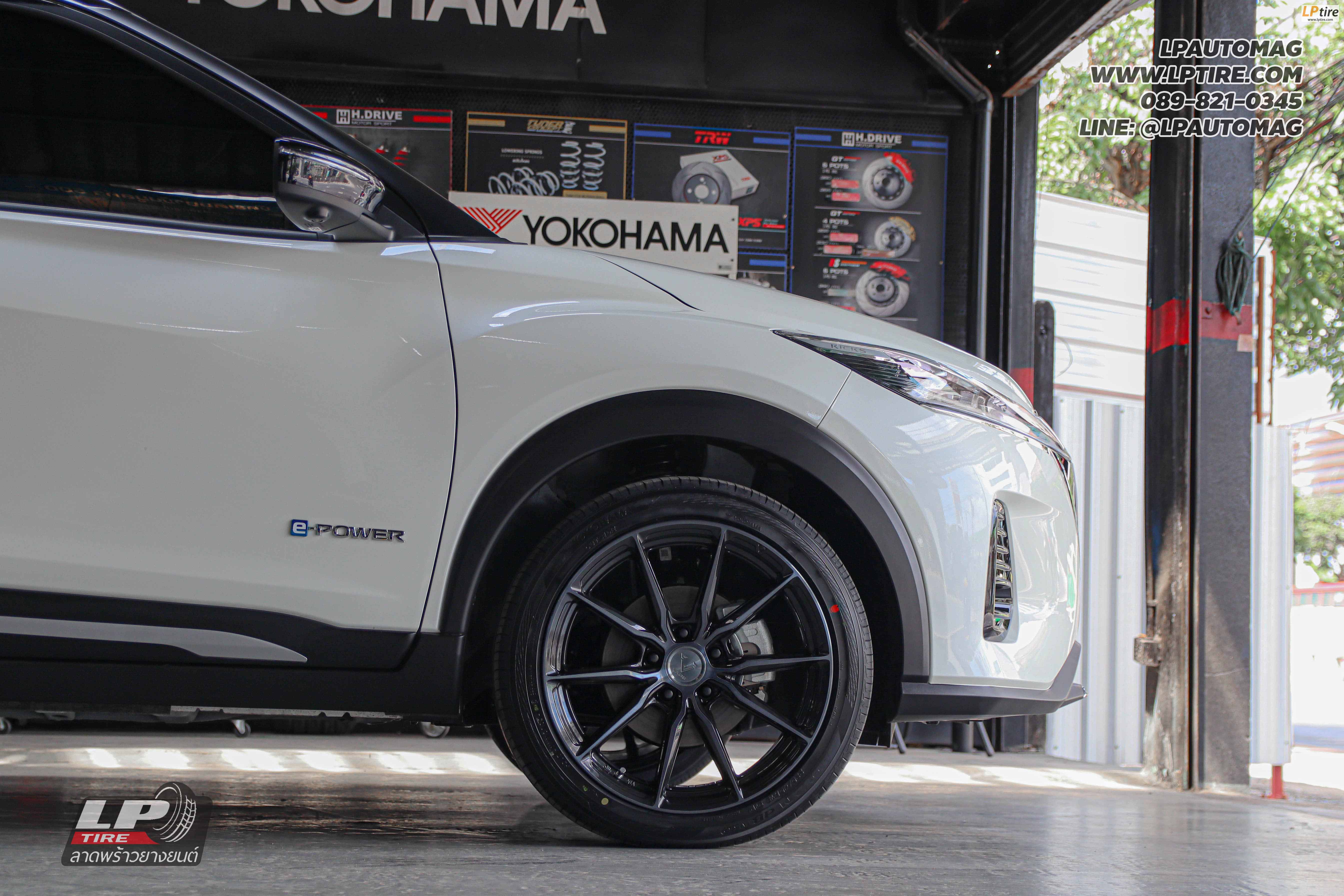 รถ -NISSAN KICKS ล้อแม็ก - VAGE VF01 ดำหน้าเงา สเปค - 18x8.5 ET35 5x112-5x114.3 ยาง - YOKOHAMA V552 เบอร์ -225/45-18