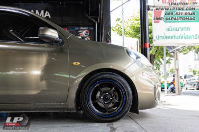 รถ - NISSAN MARCH ล้อแม็ก - ENKEI SC56 ดำขลิบน้ำเงิน สเปค - 15x7 ET28 4x100