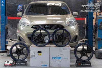 รถ - NISSAN MARCH ล้อแม็ก - ENKEI SC56 ดำขลิบน้ำเงิน สเปค - 15x7 ET28 4x100