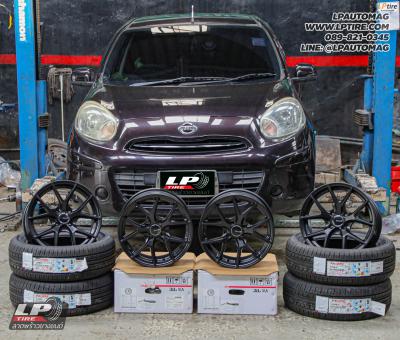 รถ - NISSAN MARCH ล้อแม็ก - EmotionR FRE BY LENSO ดำด้าน สเปค - 15x7 ET35 4x100 ยาง - ALLIANCE AL30 030Ex เบอร์ -195/55-15