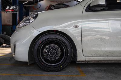 รถ -NISSAN MARCH ล้อแม็ก - ENKEI SC55 ดำด้าน สเปค - 15x7 ET28 4x100 รัดยาง - YOKOHAMA A-DRIVE AA01 เบอร์ - 195/50-15