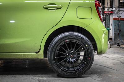 รถ - NISSAN MARCH ล้อแม็ก - INFERNO RS1501R ดำด้าน สเปค - 15x7 ET38 4x100 รัดยาง - ALLIANCE AL30 030Ex เบอร์ - 195/55-15