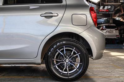 รถ -NISSAN MARCH IV (K13) ล้อแม็ก - INFERNO 7114 ดำหน้าเงาอันเดอร์คัดเงิน สเปค -14x5.5 ET35 4x100 สเปค - ยางเดิม รัดยาง -