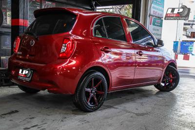 รถ - NISSAN MARCH IV (K13) ล้อแม็ก - TORQ JAG ดำเงามิลลิ่งก้านแดง สเปค - 15x7 ET35 4x100
ยาง - YOKOHAMA A-DRIVE AA01 เบอร์ -195/55-15