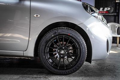 รถ - NISSAN MARCH IV (K13) ล้อแม็ก -LENSO ProjectD RACE5 ดำด้าน สเปค - 15x7.5 ET35 4x100 รัดยาง - YOKOHAMA A-DRIVE AA01 เบอร์ - 195/55-15