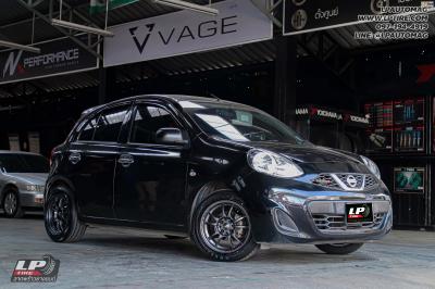 รถ - NISSAN MARCH ล้อแม็ก - EmotionR MUGEN เทากัน สเปค - 15x7 ET35 4x100 ยาง - YOKOHAMA A-DRIVE AA01 เบอร์ -195/55-15