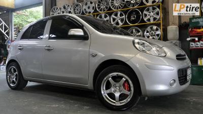 Nissan March + ล้อแม็ก Advan TCIII 15นิ้ว สี Hyper Silver + ยาง FALKEN ZE522 195/55R15