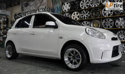 Nissan March + ล้อแม็ก WATANABE 8x15นิ้ว สีเทาขอบเงา + ยาง YOKOHAMA EARTH-1 195/50R15