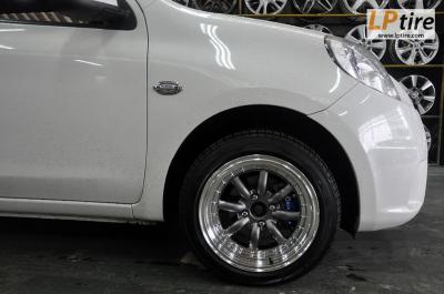 Nissan March + ล้อแม็ก WATANABE 8x15นิ้ว สีเทาขอบเงา + ยาง YOKOHAMA EARTH-1 195/50R15