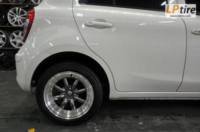 Nissan March + ล้อแม็ก WATANABE 8x15นิ้ว สีเทาขอบเงา + ยาง YOKOHAMA EARTH-1 195/50R15