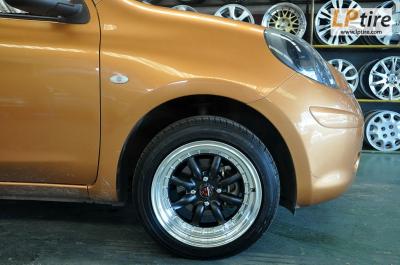 Nissan March + ล้อแม็ก WATANABE 8x15นิ้ว สีดำด้านขอบเงา + ยาง FALKEN ZE912 195/50R15