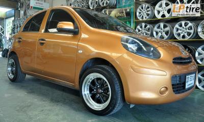 Nissan March + ล้อแม็ก WATANABE 8x15นิ้ว สีดำด้านขอบเงา + ยาง FALKEN ZE912 195/50R15