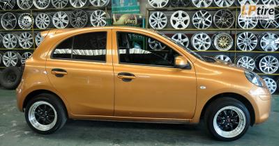 Nissan March + ล้อแม็ก WATANABE 8x15นิ้ว สีดำด้านขอบเงา + ยาง FALKEN ZE912 195/50R15