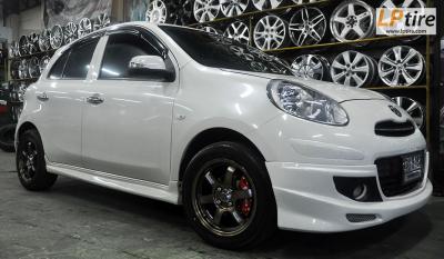 Nissan March + ล้อแม็ก TE 37SL 15นิ้ว สีน้ำตาลไหม้ + ยาง YOKOHAMA V551 195/55R15