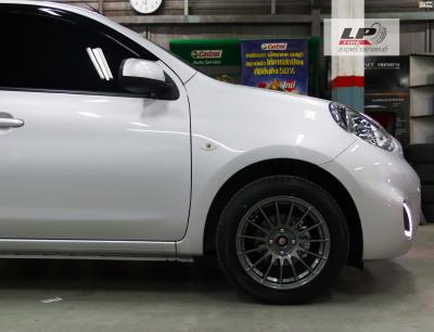 NISSAN MARCH (ป้ายแดง) จัดล้อแม็ก WG RS05RR 15x7 ET35 4x100 เทากัน คู่ยาง DUNLOP LM704 195/55-15 แม็กยางโปรราคาพิเศษ